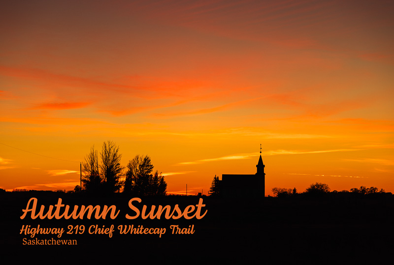 Autumn Sunset, Highway 219, Chief Whitecap Trail, Saskatchewan 4×6 postcard