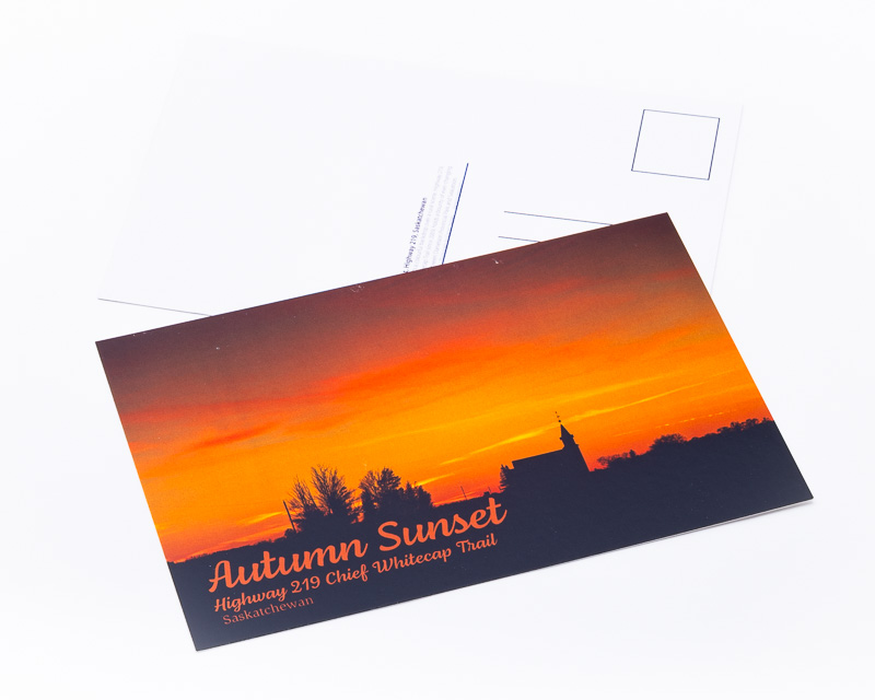 Autumn Sunset, Highway 219, Chief Whitecap Trail, Saskatchewan 4×6 postcard
